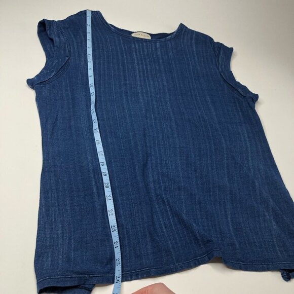 ANTHROPOLOGIE Cloth & Stone Blue Stonewashed Tulip Asymmetrical Open Back Shirt - Picture 12 of 12